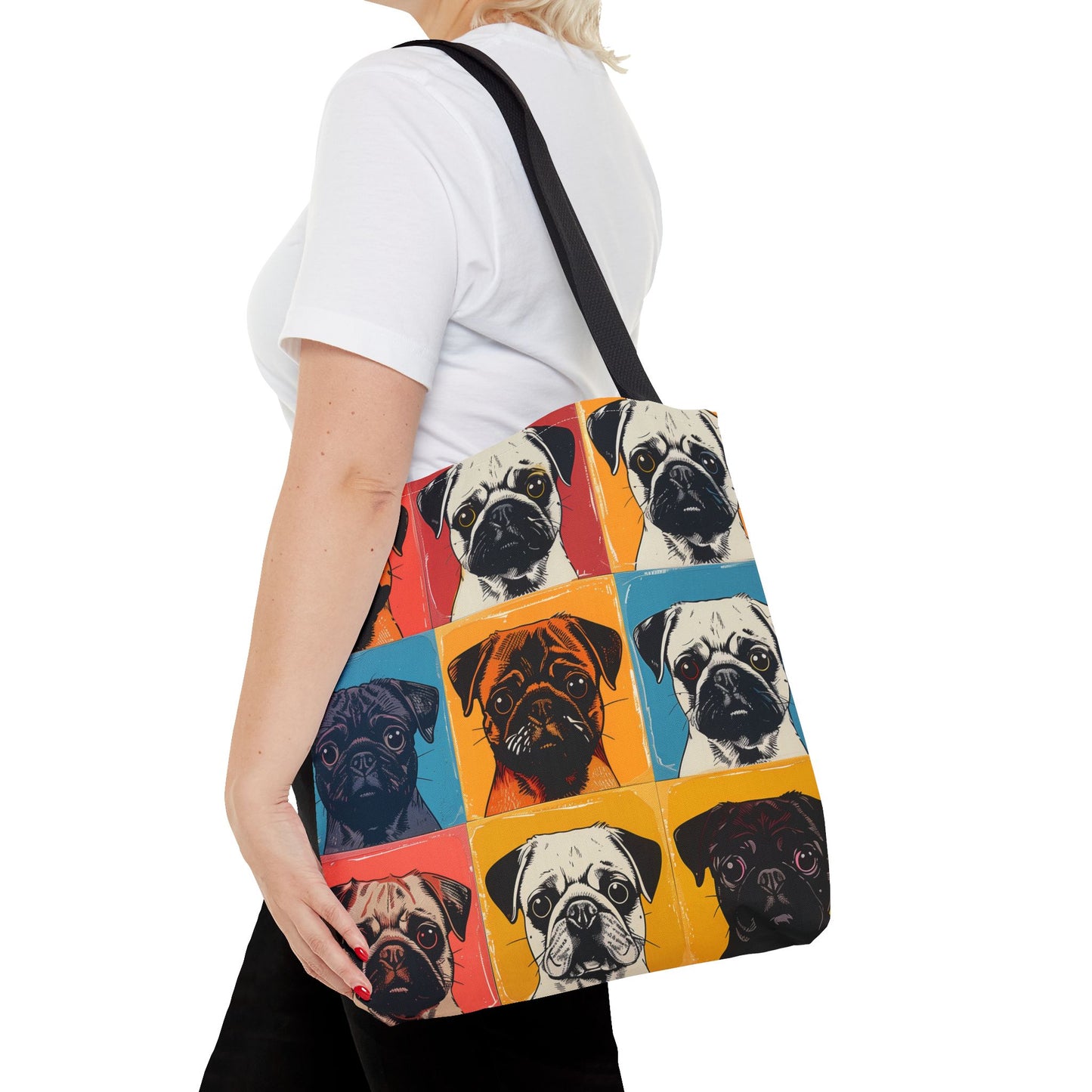 Pop Art Pug Tote Bag - Colorful Canvas Bag for Dog Lovers