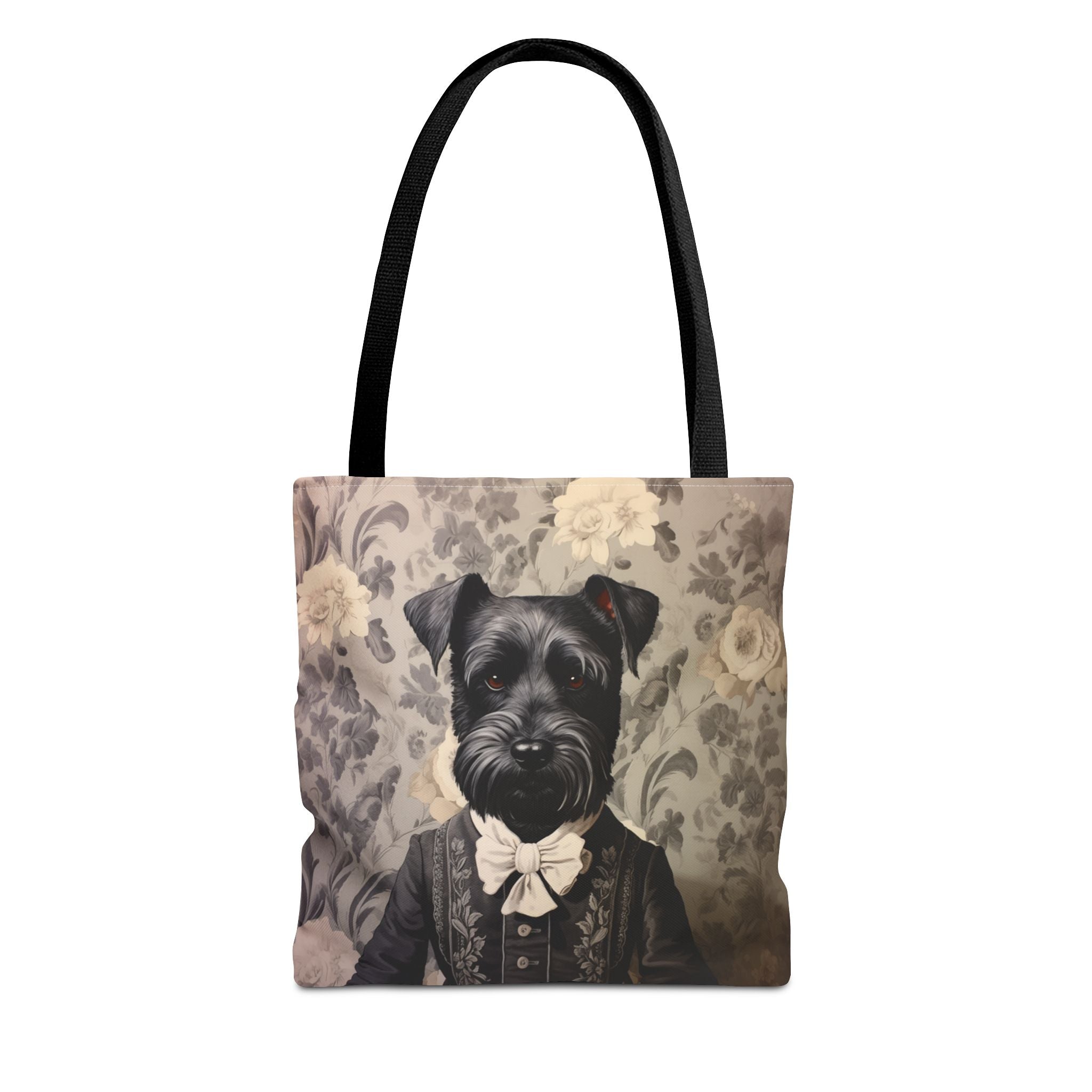 Distinguished Schnauzer Tote Bag, Elegant Floral Design for Dog Lovers