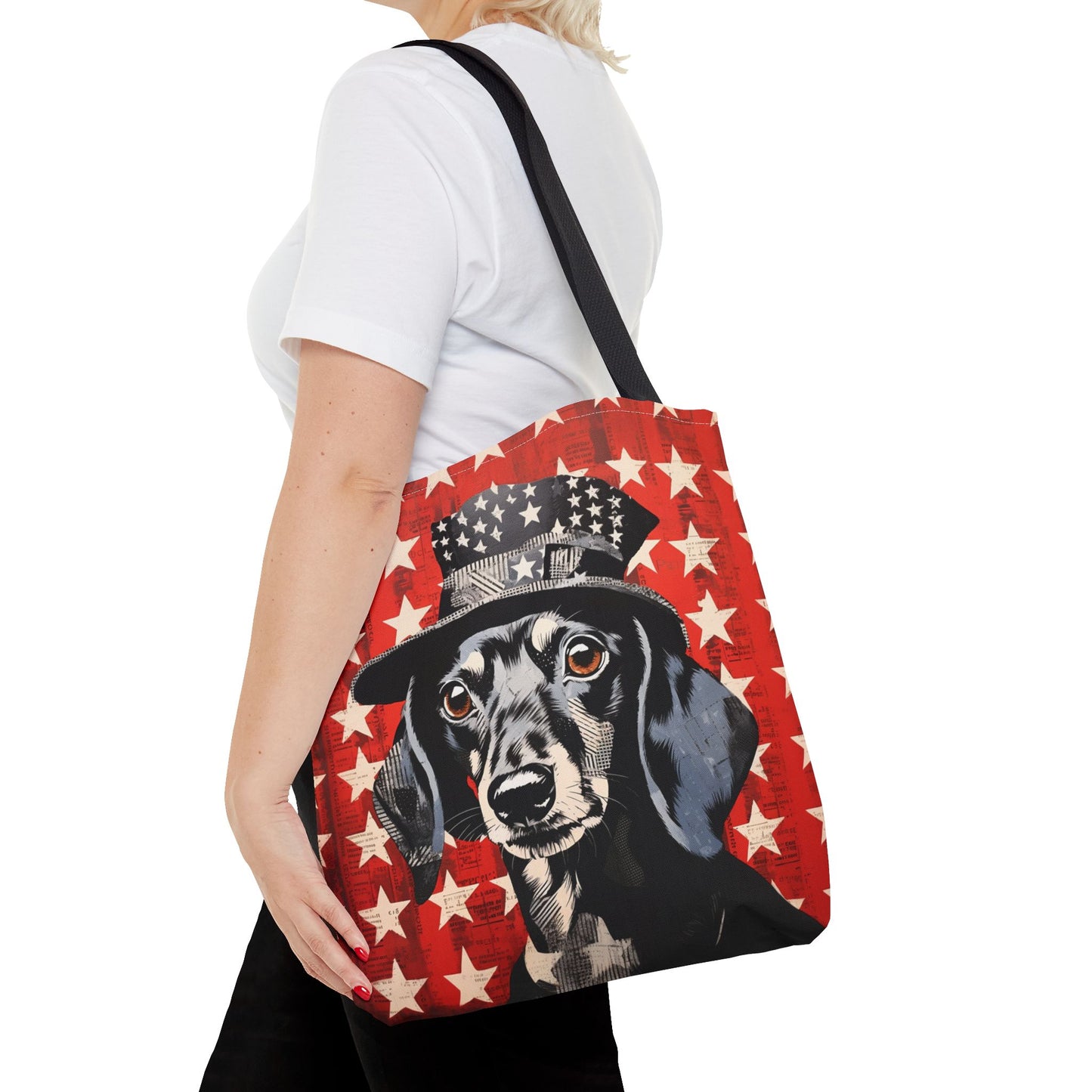 Patriotic Dachshund Market Tote Bag, Perfect for Dog Lovers