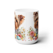 Yorkshire Terrier Easter Mug with Colorful Floral Design