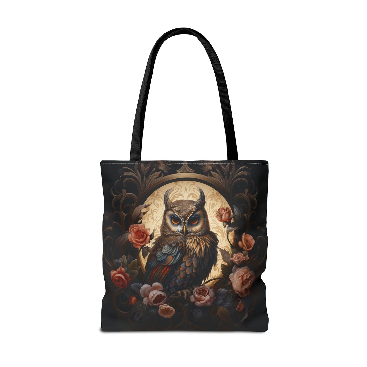 Elegant Woodland Owl Tote Bag with Vintage Floral Art