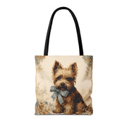 Yorkshire Terrier Tote Bag with Floral Design, Artistic Dog Lover Gift