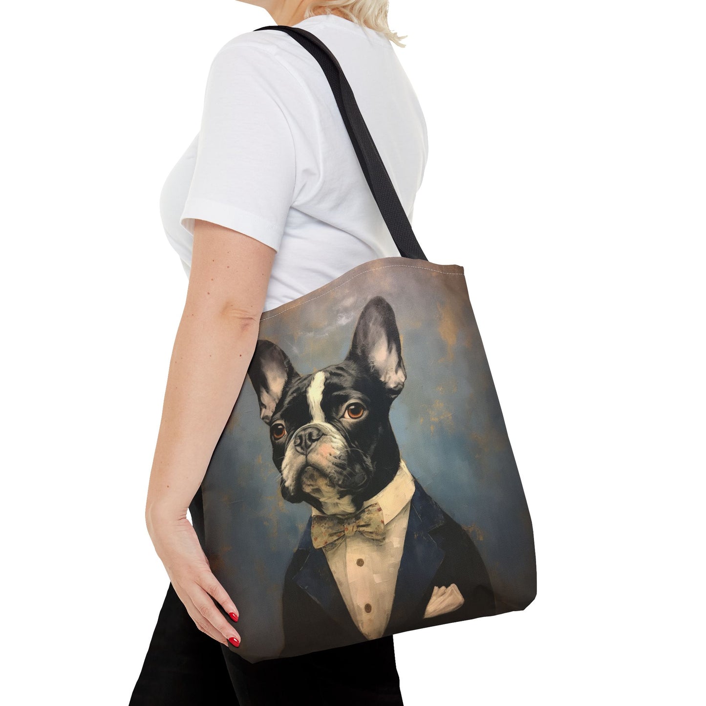 French Bulldog Aristocrat Canvas Tote Bag, Stylish Dog Lover Gift