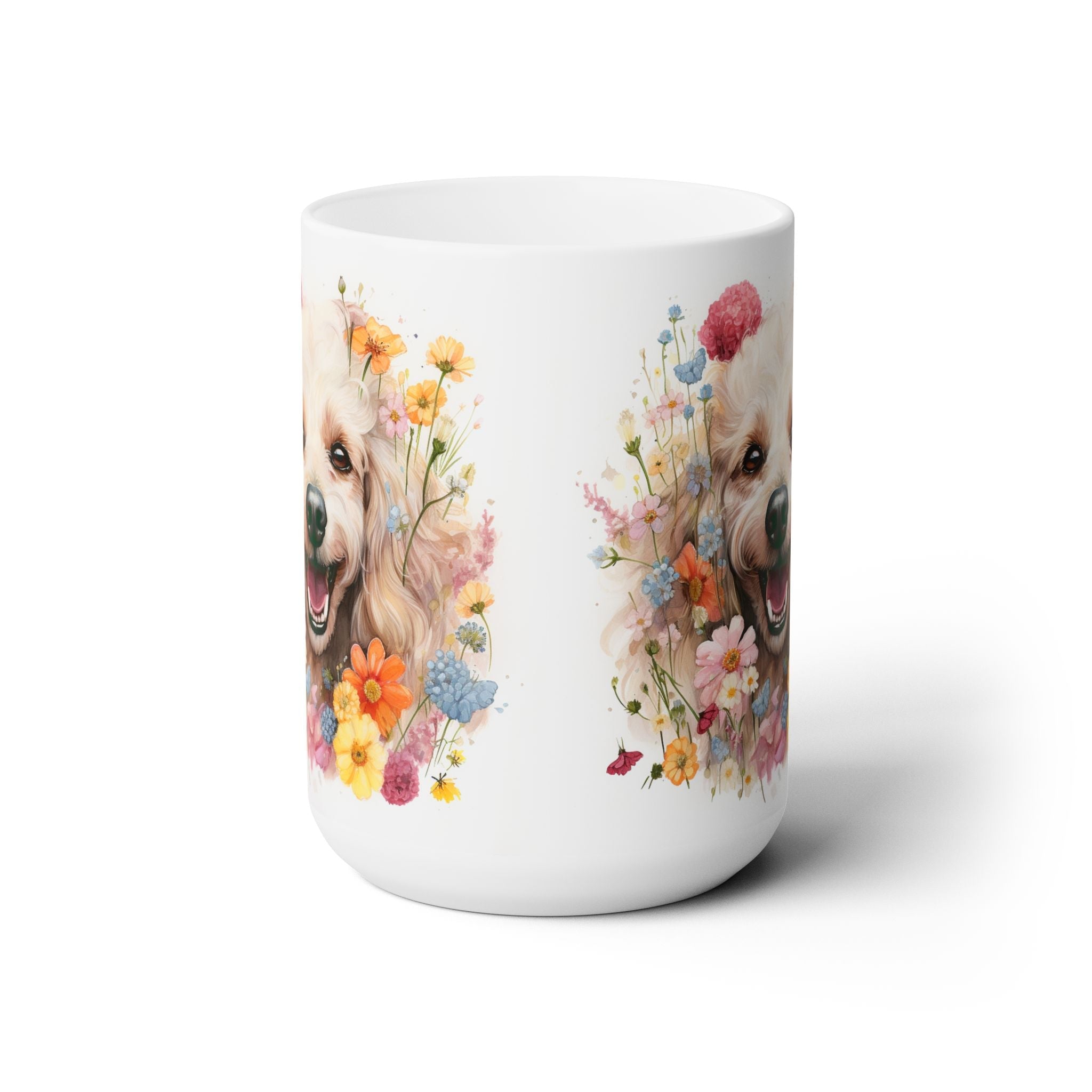 Poodle Bloom Mug - Adorable Poodle Art with Colorful Flowers