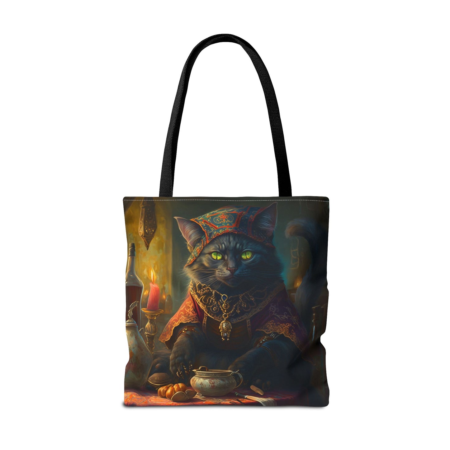 Mystic Black Cat Enchanted Tote Bag, Artistic Eco-Friendly Gift for Cat Lovers