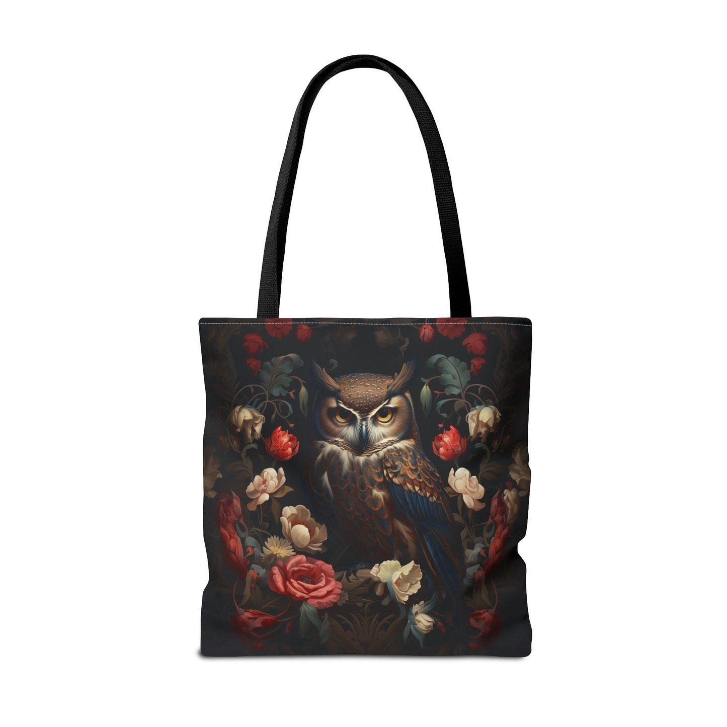 Elegant Owl and Floral Canvas Tote Bag, Eco-Friendly Daily Tote