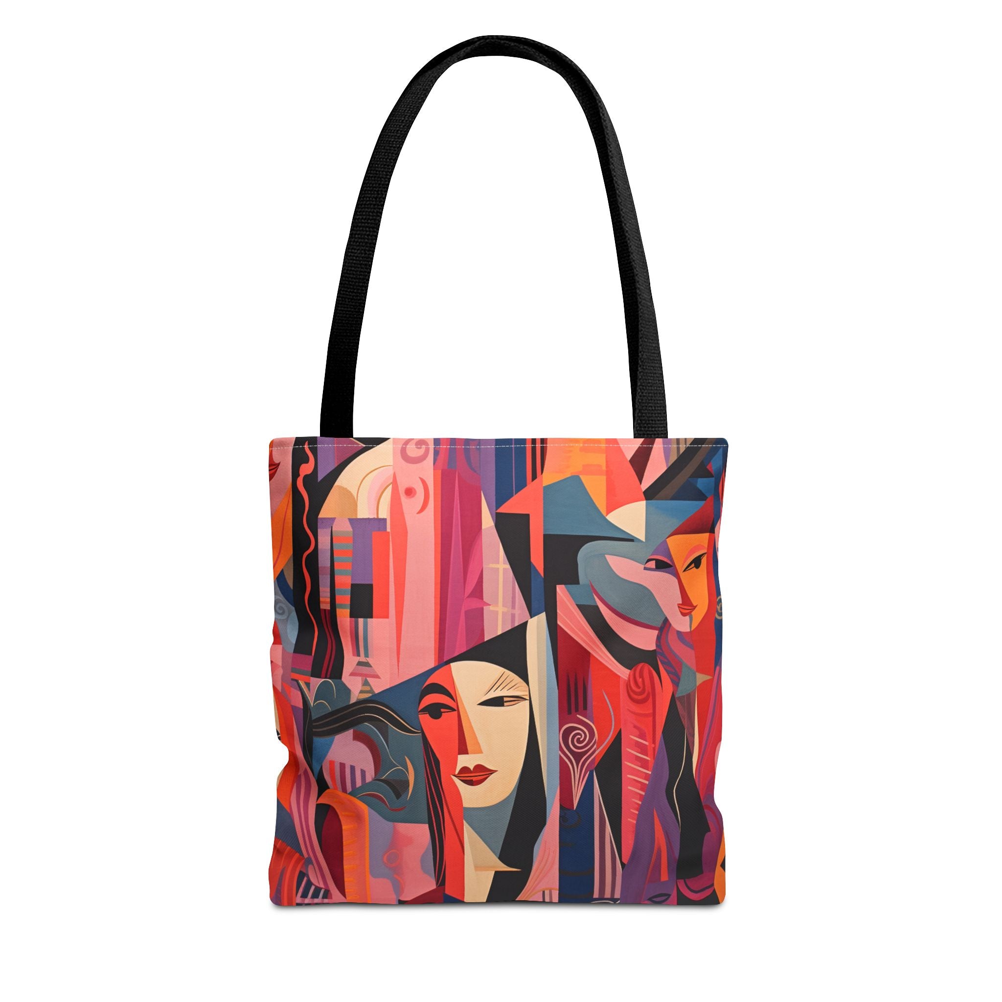 Abstract Faces Cubist Canvas Tote Bag, Stylish Modern Art Design