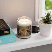 Akita Charm Soy Candle – Pet Lover's Gift with Floral Design