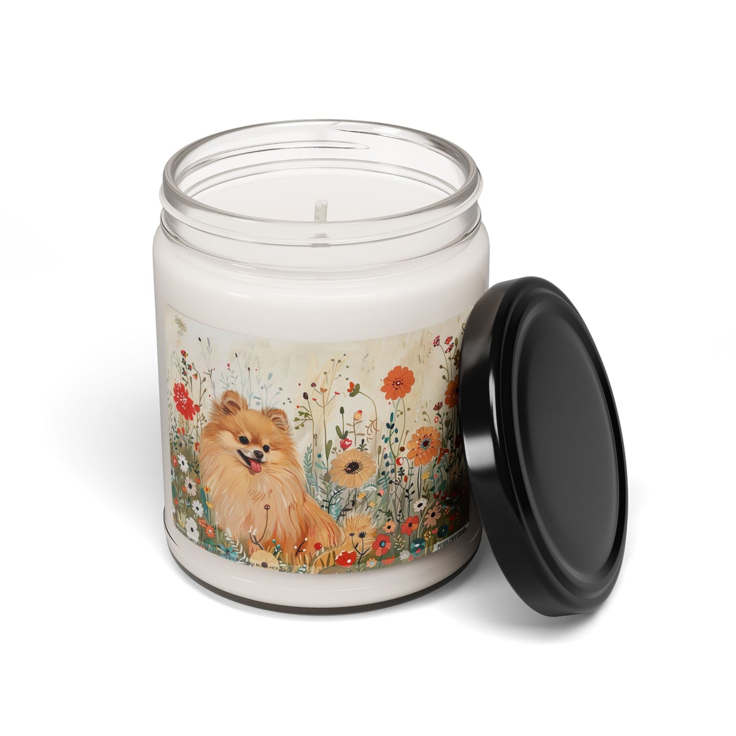 Sunny Pomeranian Candle – Floral Vintage Art Soy Gift