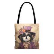 Regal Shih Tzu Tote Bag, Vintage-Style Canvas for Dog Lovers