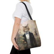 Maine Coon Cat Tote Bag, Elegant Vintage-Style Canvas Market Bag