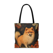 Pomeranian Autumn Harvest Tote Bag, Rustic Fall Gift Idea