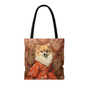 Royal Pomeranian Floral Tote Bag - Elegant Shopping & Gift Idea