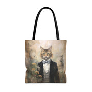 Maine Coon Cat Tote Bag, Elegant Vintage-Style Canvas Market Bag