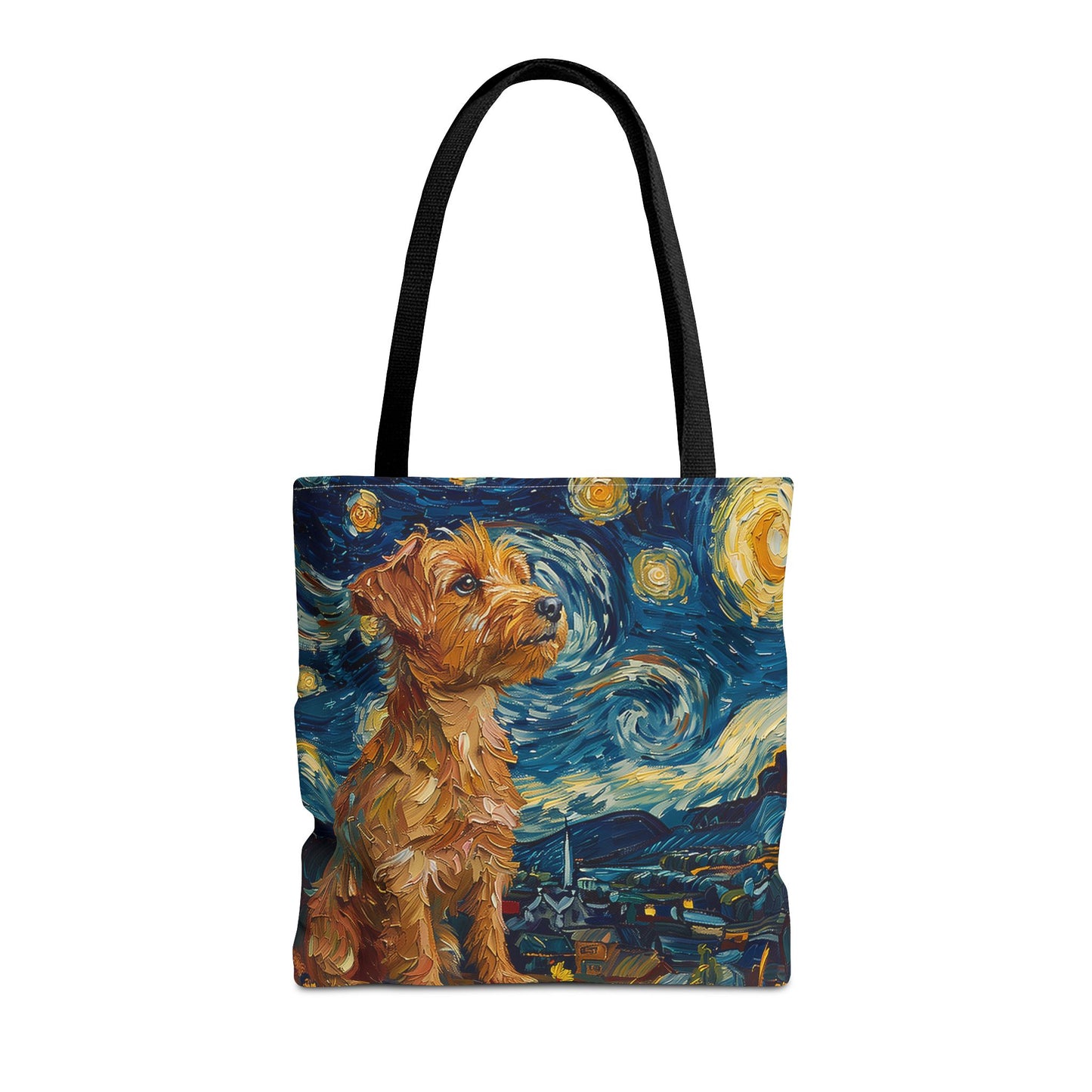 Starry Night Irish Terrier Canvas Tote Bag, Artistic Eco-Friendly Gift