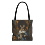 Baroque Bunny Art Tote Bag, Elegant Canvas for Market & Beach