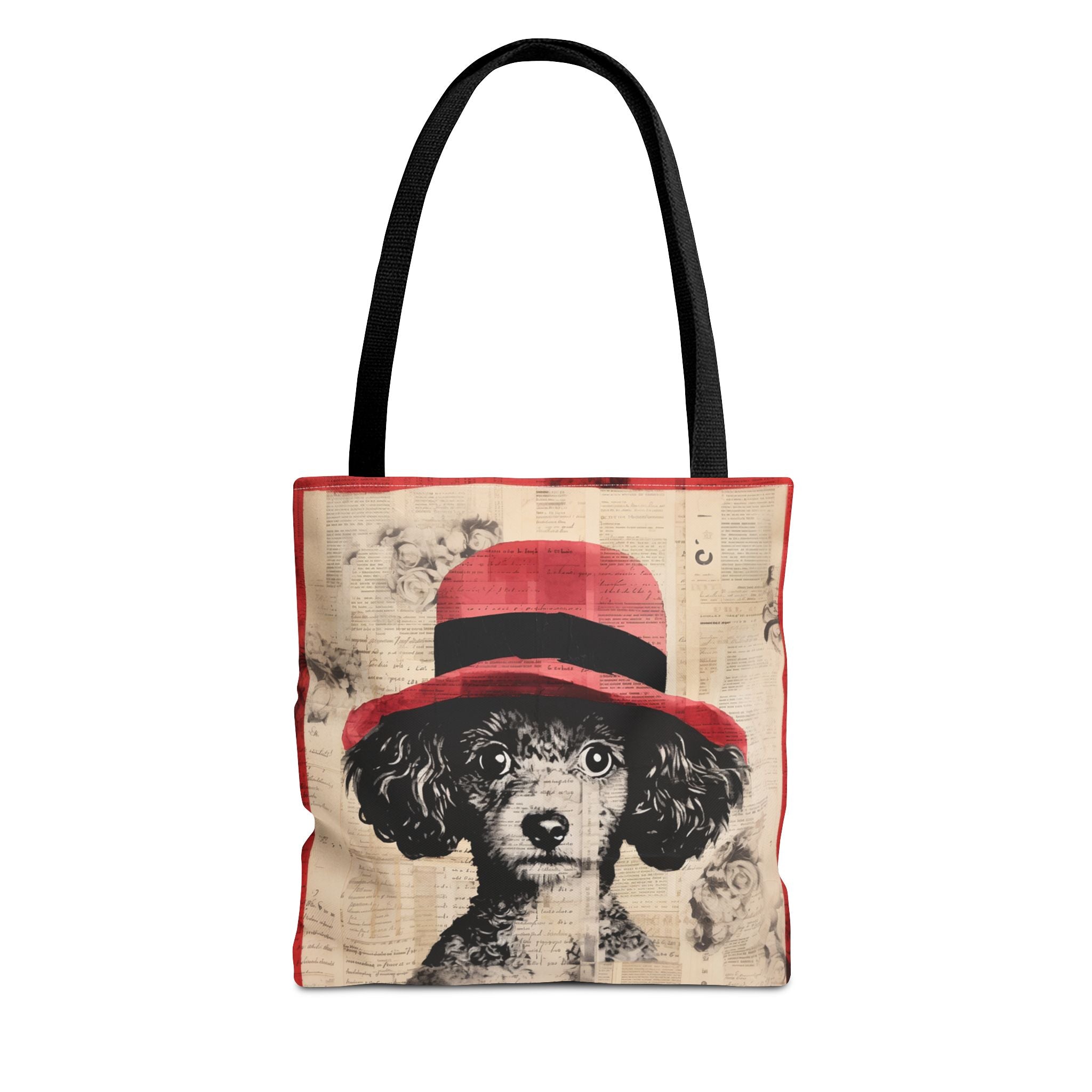 Toy Poodle Chic Tote Bag, Vintage Red Hat Design for Dog Lovers