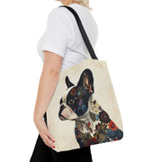 Floral Frenchie Canvas Tote Bag for Dog Lovers, Eco-Friendly Gift