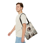 Liver and White Springer Spaniel Tote Bag with Floral Design