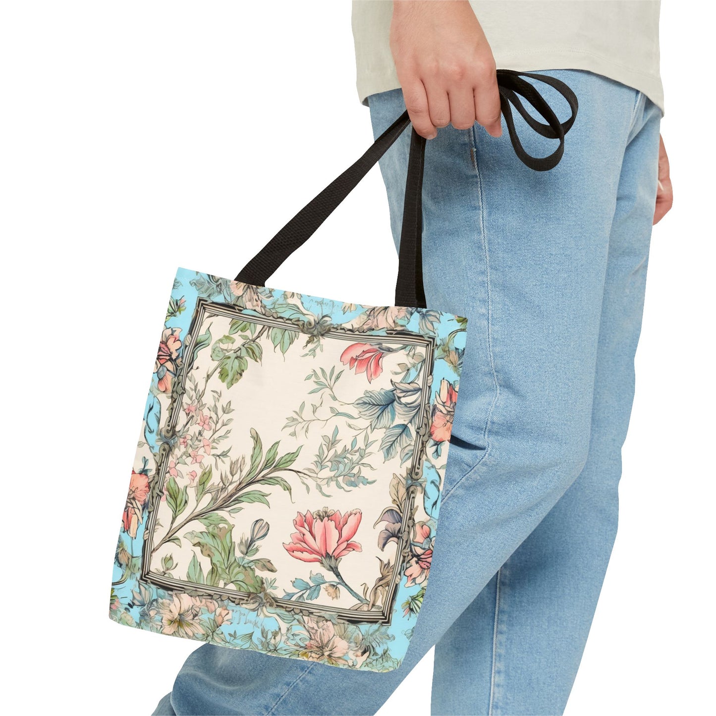 Elegant Floral Garden Tote Bag, Vintage-Inspired Eco-Friendly Carryall