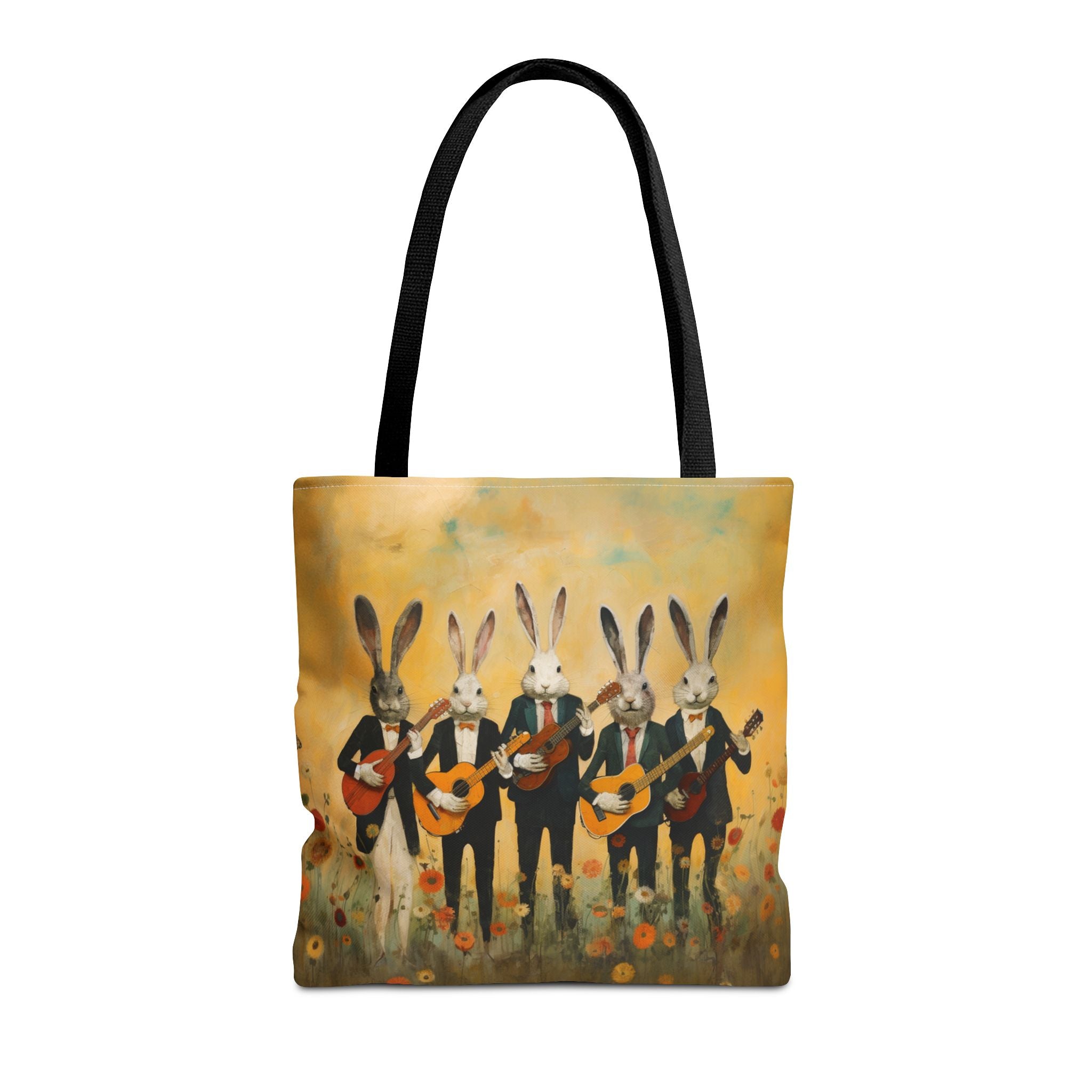 Bunny Serenade Artistic Canvas Tote Bag, Perfect for Music Lovers