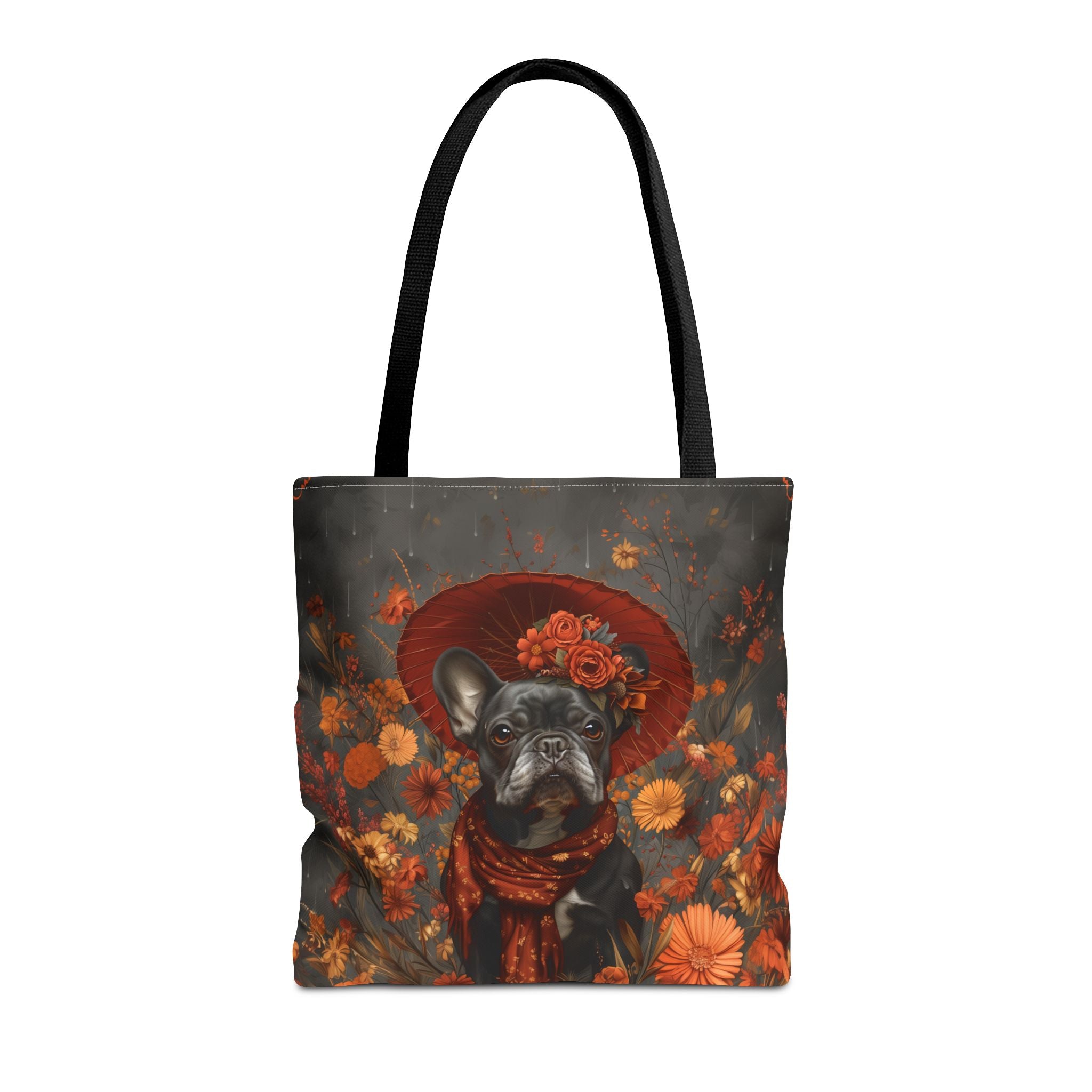 Autumn French Bulldog Tote Bag, Floral Eco-Friendly Market Companion