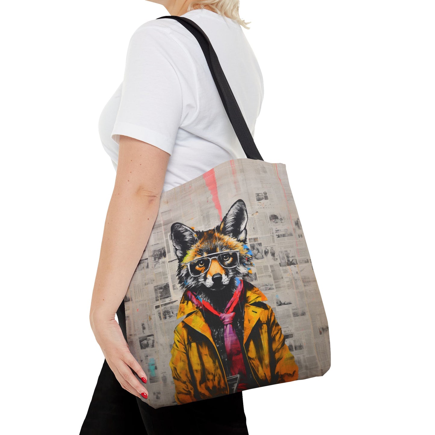 Urban Fox Canvas Tote Bag, Stylish Art Design for Eco-Friendly Shopping