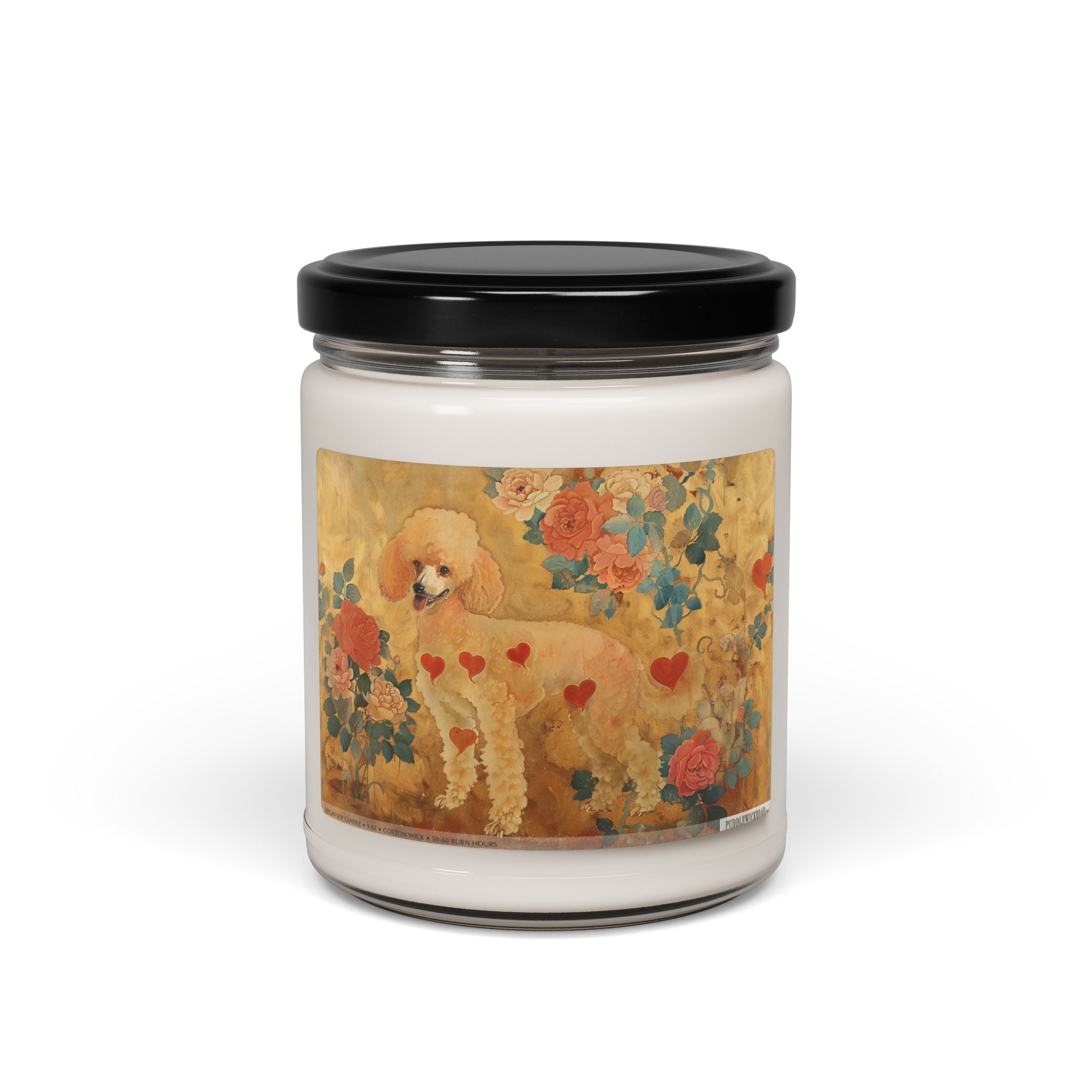 Elegant Poodle Candle - Vintage Floral Design, Pet Lover Gift