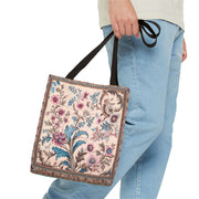 Elegant Floral Pattern Canvas Tote Bag - Reusable & Stylish Shopping Bag