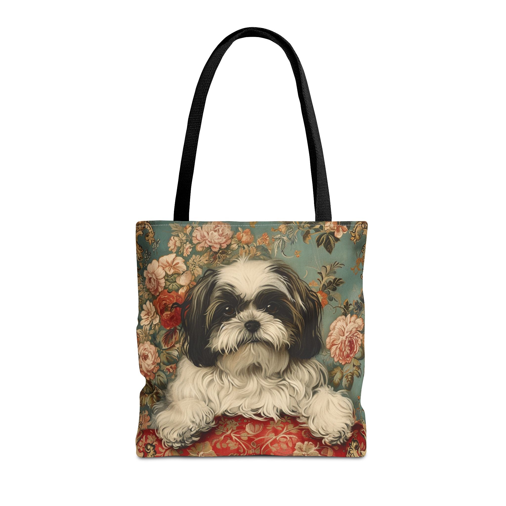 Shih Tzu Floral Elegance Tote Bag, Eco-Friendly Canvas Gift for Dog Lovers