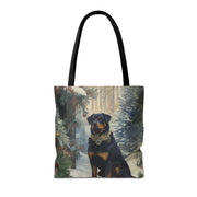 Rottweiler Winter Wonderland Canvas Tote Bag - Festive and Eco-Friendly