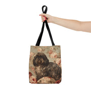 Elegant Shih Tzu Floral Canvas Tote Bag – Vintage Dog Lover Gift