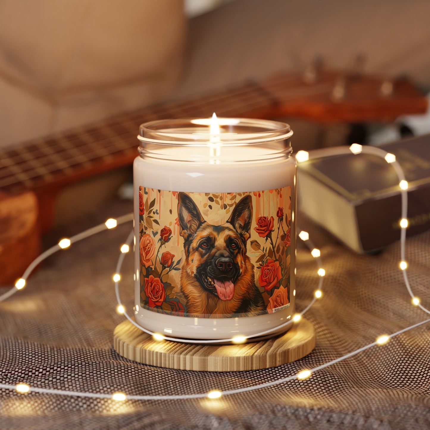 German Shepherd Candle - Artistic Floral Soy Gift