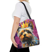 Regal Yorkie Crown Art Tote Bag – Vibrant Dog Lover Gift