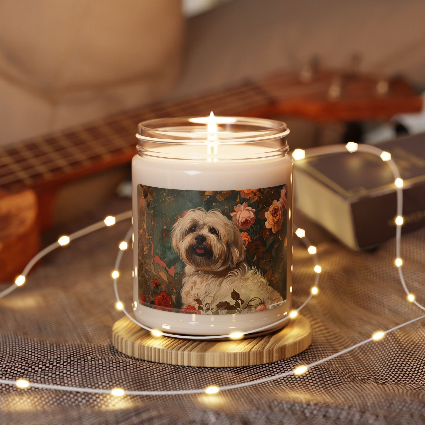 Havanese Floral Art Soy Candle – Dog Lover Gift