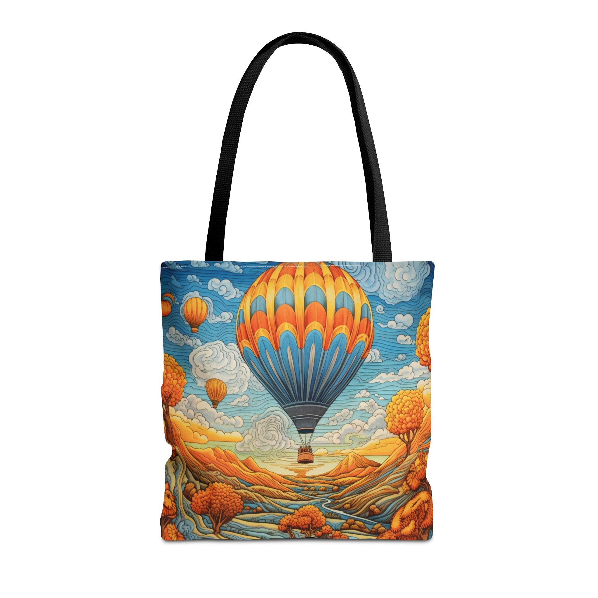 Hot Air Balloon Canvas Tote Bag, Vibrant Autumn Design for Eco Shoppers