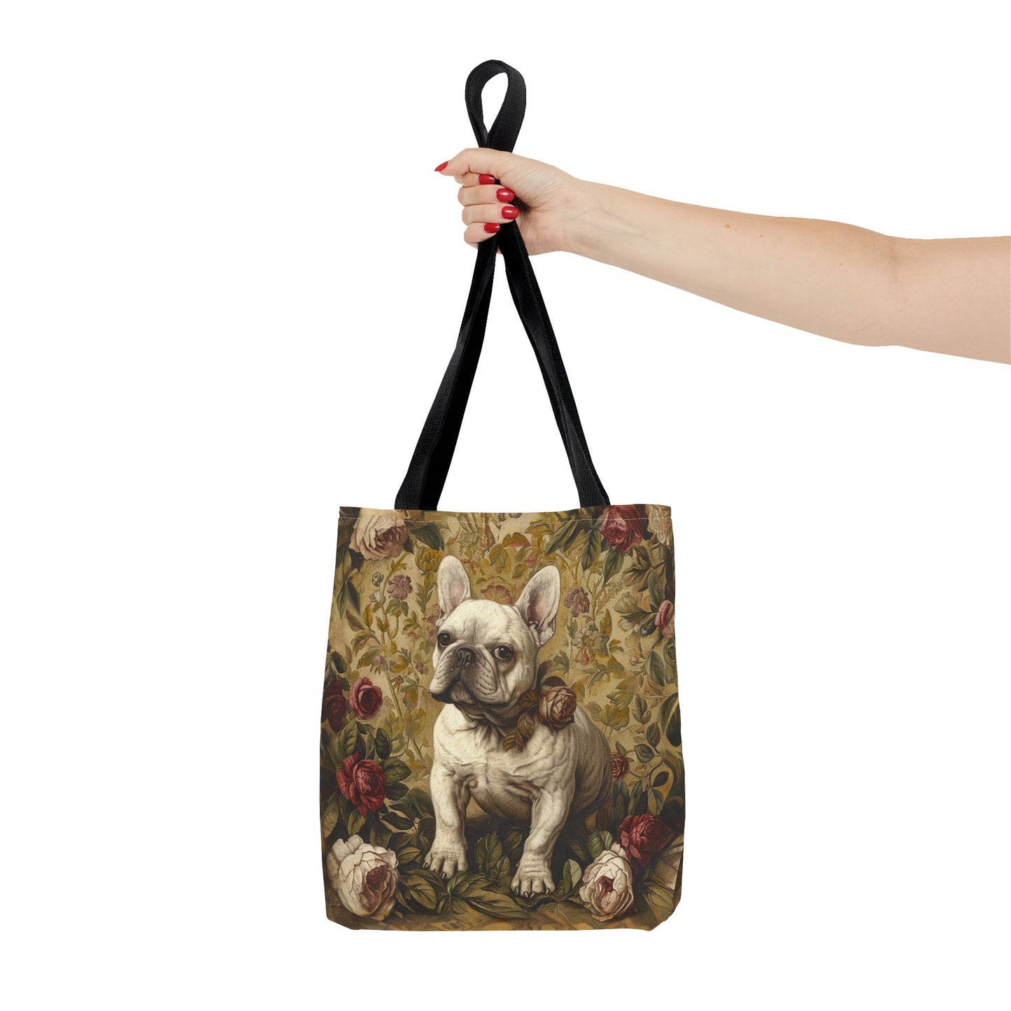 Chic French Bulldog Tote Bag with Vintage Floral Design