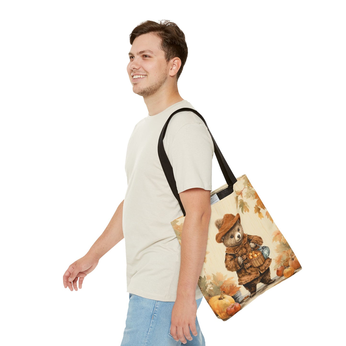 Autumn Harvest Bear Tote with Cozy Fall Vibes, Perfect Gift for Nature Lovers