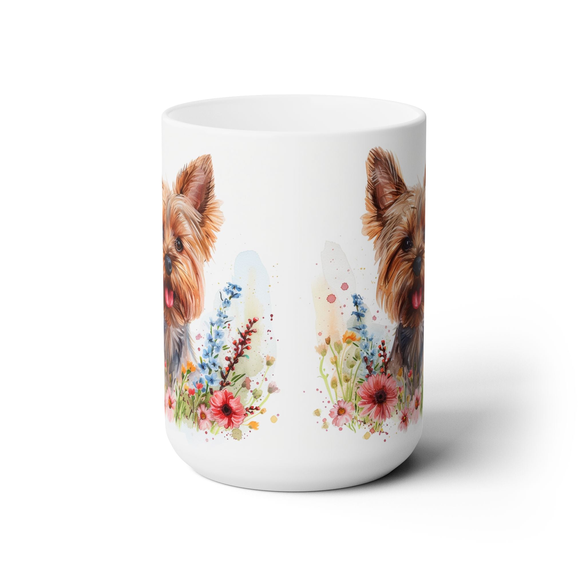 Yorkie Magic Mug – Adorable Yorkshire Terrier Floral Art Coffee Cup