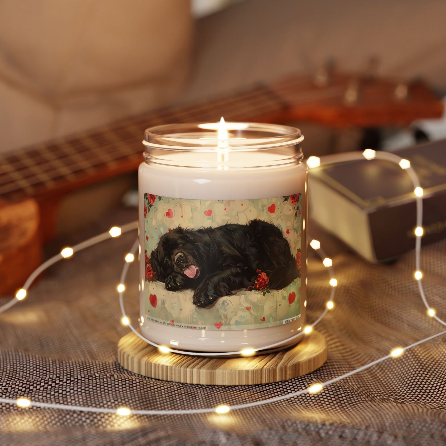 Newfoundland Dog Lover Memorial Candle – Vintage Art Design