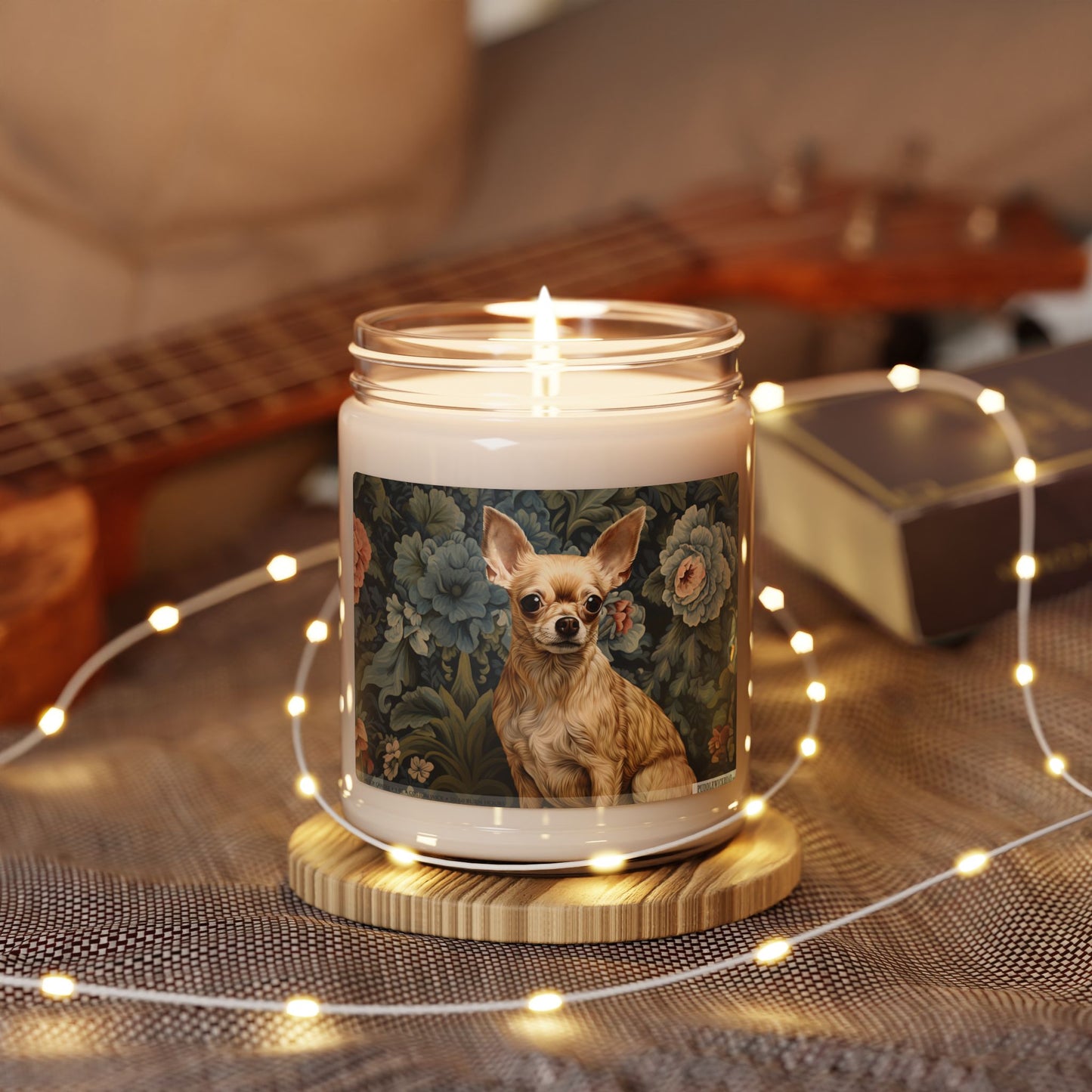 Charming Chihuahua Soy Candle - Vintage Floral Design Gift