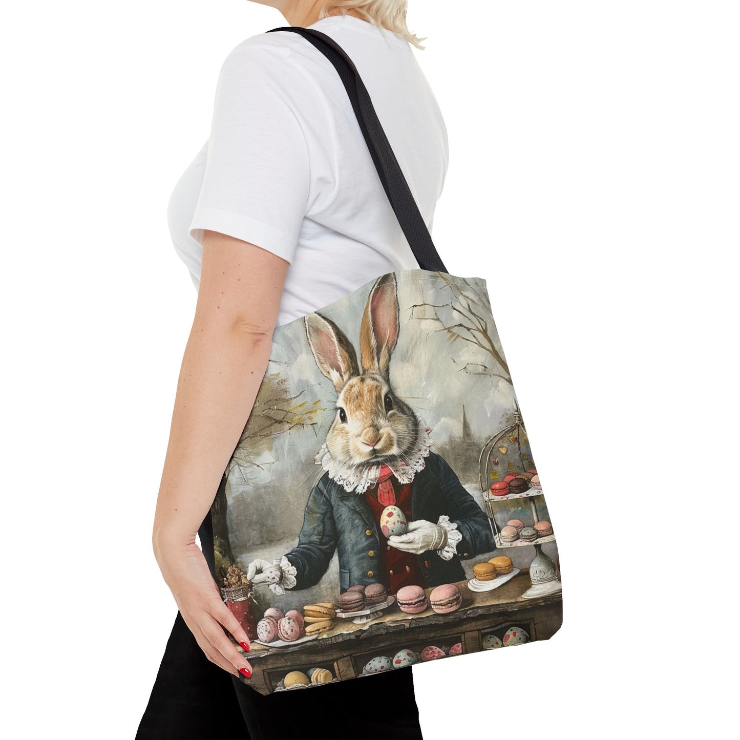 Charming Easter Bunny Canvas Tote Bag with Vintage Artwork