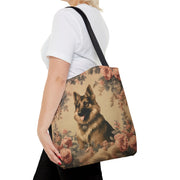 Elegant German Shepherd Floral Tote Bag, Eco-Friendly Canvas Gift