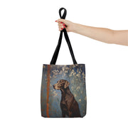 Elegant German Shorthaired Pointer Floral Canvas Tote Bag, Perfect for Dog Lovers