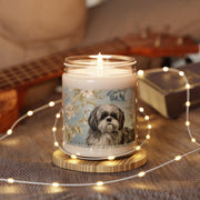 Shih Tzu Floral Art Candle - Cozy Pet Lover Gift