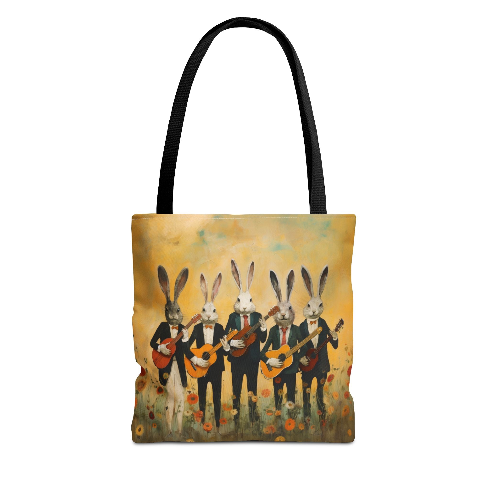 Bunny Serenade Artistic Canvas Tote Bag, Perfect for Music Lovers