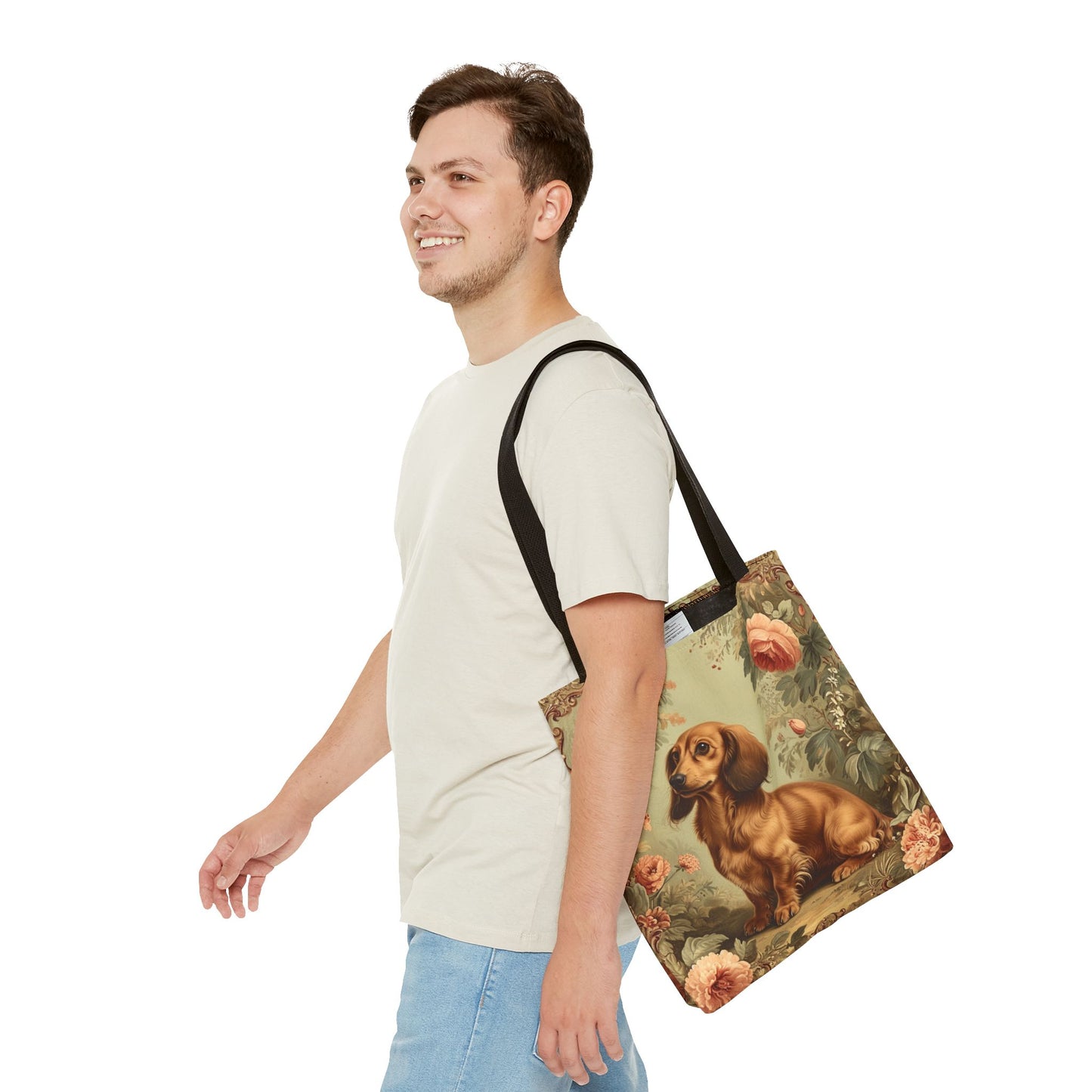 Dachshund Garden Charm Tote Bag - Floral Eco-Friendly Shopper