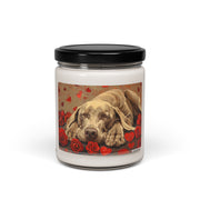 Weimaraner Love Candle – Romantic Puppy Gift with Roses and Hearts