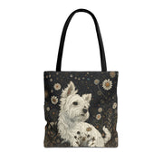 Westie Floral Canvas Tote Bag, Eco-Friendly Market Bag for Dog Lovers