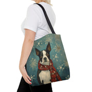 Winter Charm Boston Terrier Tote Bag - Eco-Friendly Dog Lover Gift